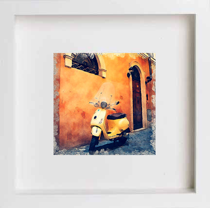 Italy Venice Vespa 255 in White frame, premium wall art print