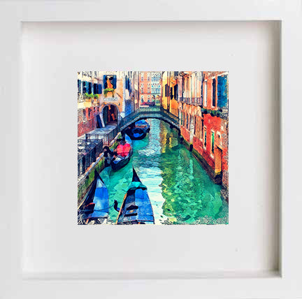 Italy Venice Small Canal 0259 in 23cm x 23cm x 4.5cm frame, premium wall art print