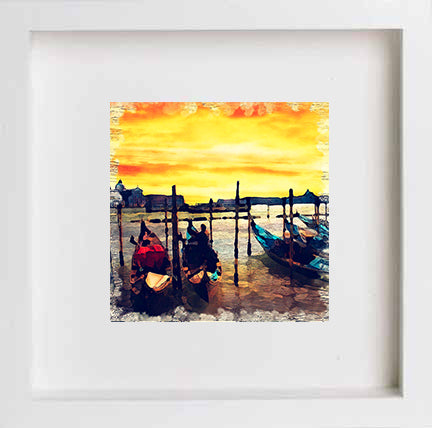 Italy Venice Grand Canal At Night 0260 in 23cm x 23cm x 4.5cm frame, premium wall art print