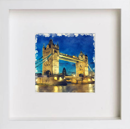 England London Tower Bridge 0263 in White frame, premium wall art print