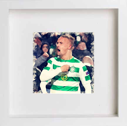 Glasgow Celtic Legend Leigh Griffiths 0264 in White frame, premium wall art print