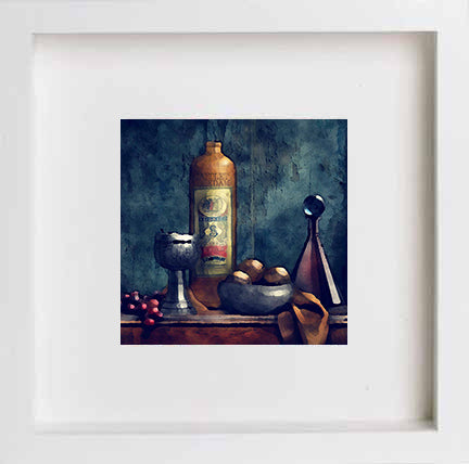 Still Life Chalice 0289 in White frame, premium wall art print