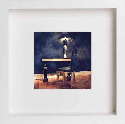 Still Life Table And Chairs 0290 in White frame, premium wall art print