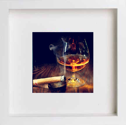 Still Life Fine Malt 0293 in White frame, premium wall art print