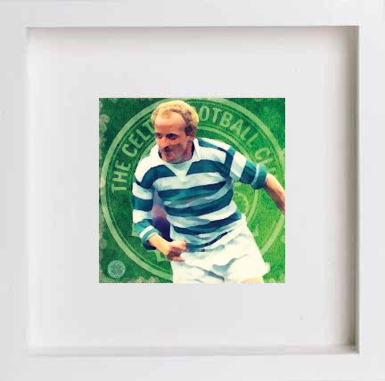 Glasgow Celtic Jimmy Johnstone Legend 0297 in White frame, premium wall art print
