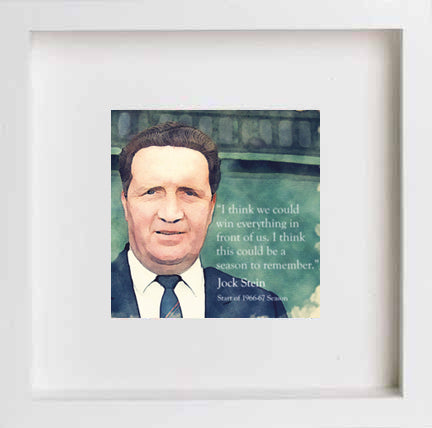 Glasgow Celtic Legend Jock Stein 0303 in White frame, premium wall art print