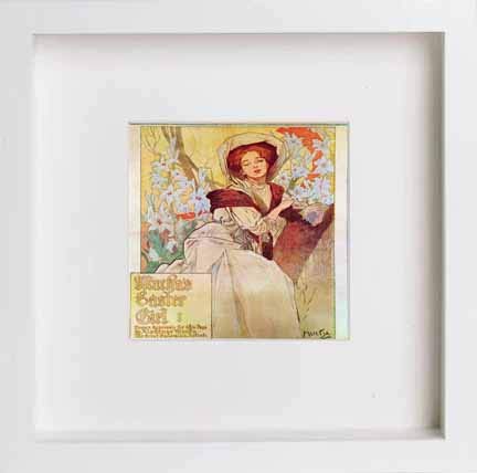 Vintage Poster Alphonse Mucha American Journal Examiner 1906 in White frame, premium wall art print