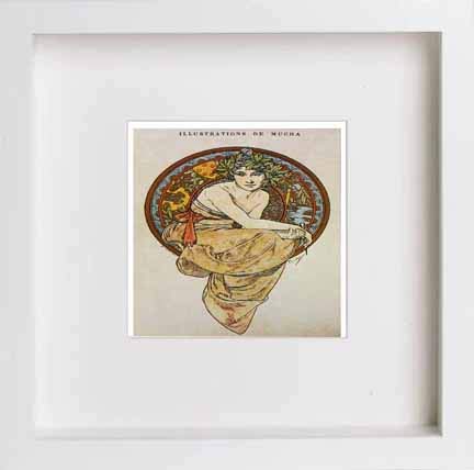 Vintage Poster Alphonse Mucha L25 Clio 1900 in White frame, premium wall art print