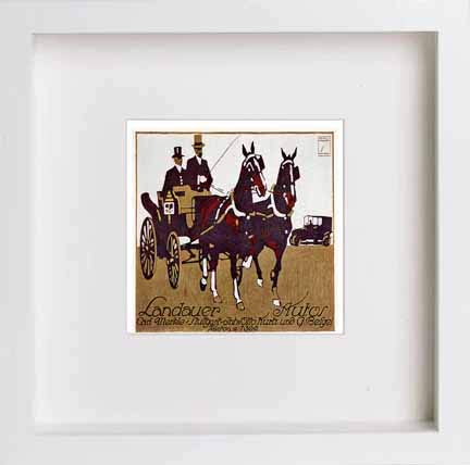 Vintage Poster Landauer Autos Carriages Automobiles Advertising in White frame, premium wall art print