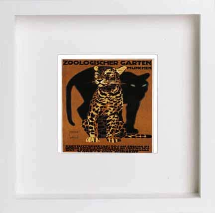 Vintage Poster Zoologischer Garten Mnchen in White frame, premium wall art print