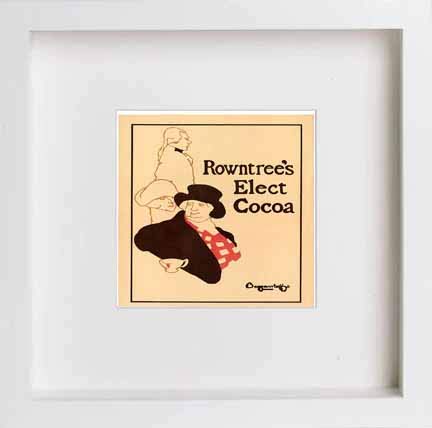 Vintage Poster Rowntrees Elect Cocoa in White frame, premium wall art print