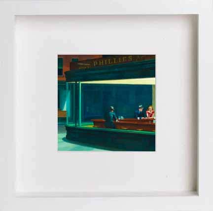 Vintage Late Night Coffee in White frame, premium wall art print