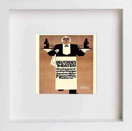 Vintage Poster Deutches Theater Restaurant in White frame, premium wall art print
