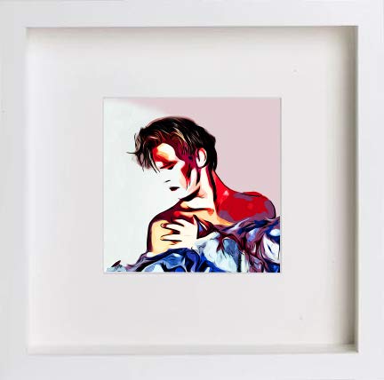 David Bowie Pierrot Clown 0243 in White frame, premium wall art print