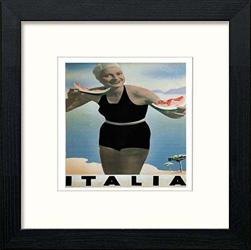 Vintage Poster Italia in Black Wood frame, premium wall art print