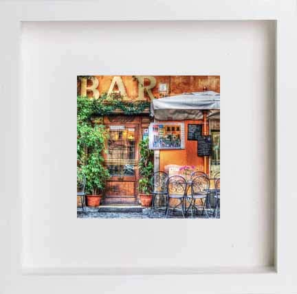 Italian Bar In Rome 0250 in White frame, premium wall art print