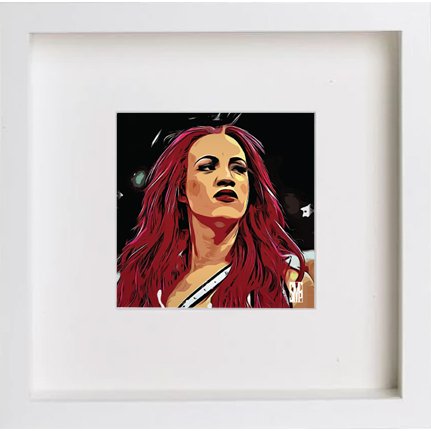 WWE Raw Saha Banks 239 in White frame, premium wall art print