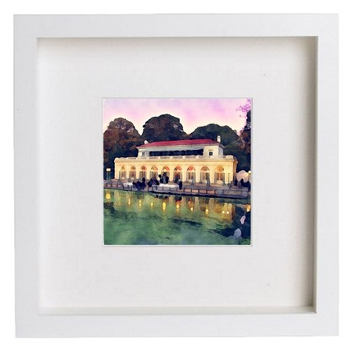 New York City Collection Prospect Park Boathouse 151 in White frame, premium wall art print