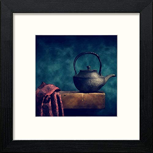 Teapot in Black Wood frame, premium wall art print