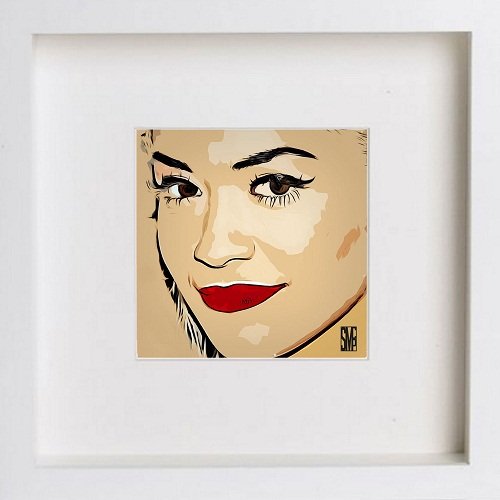 Rita Ora 175 in White frame, premium wall art print