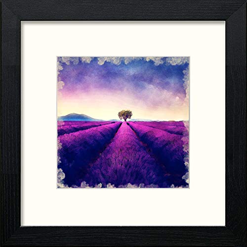 Lavendar Nights in Black Wood frame, premium wall art print