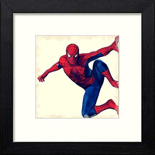 Spiderman in Black Wood frame, premium wall art print