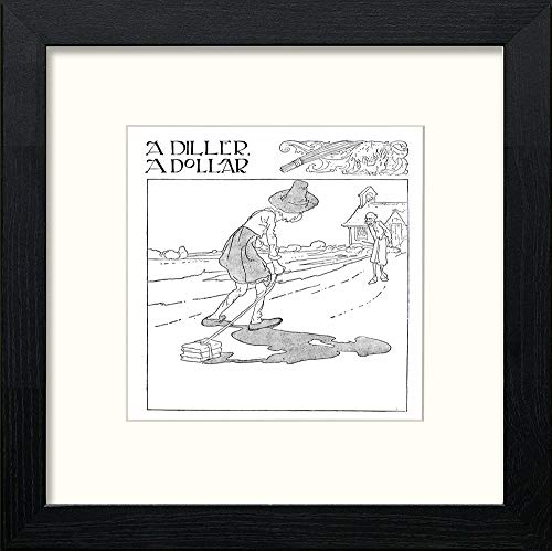 Vintage Poster Big Book Of Nursery Rhymes (38) in Black Wood frame, premium wall art print