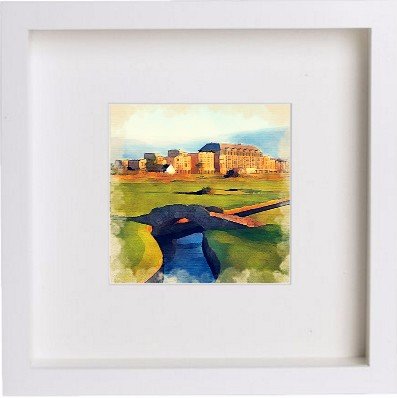 Golf St Andrews Old Course Hotel 77 in White frame, premium wall art print