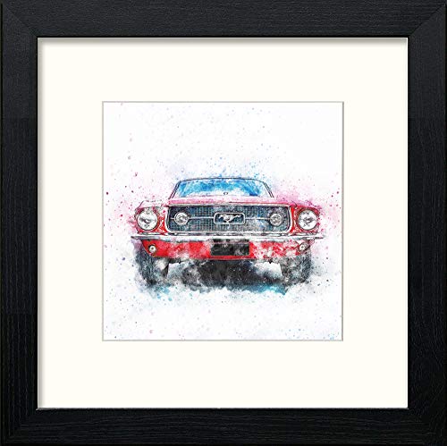 Mustang in Black Wood frame, premium wall art print