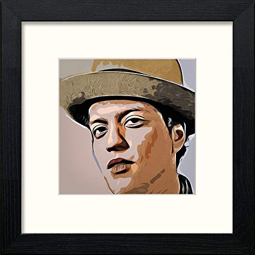 Bruno Mars in Black Wood frame, premium wall art print