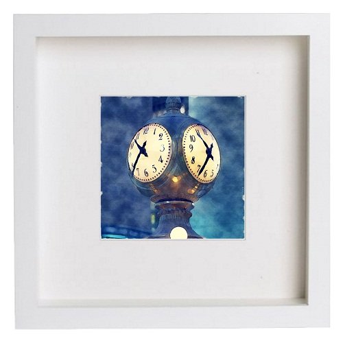 New York City Collection Grand Central Station Clock 199 in White frame, premium wall art print