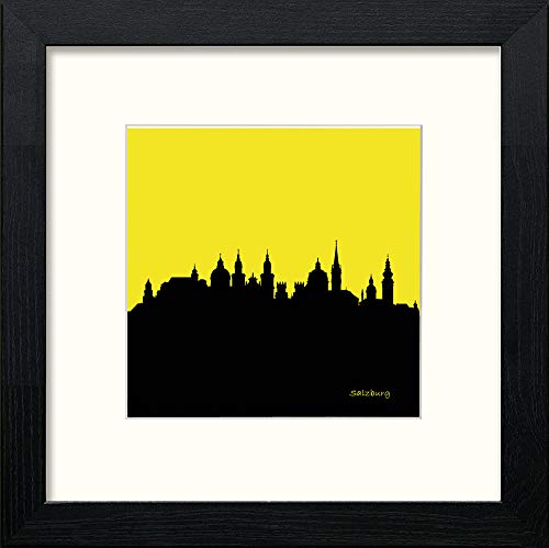 Salzburg Silhouette in Black Wood frame, premium wall art print
