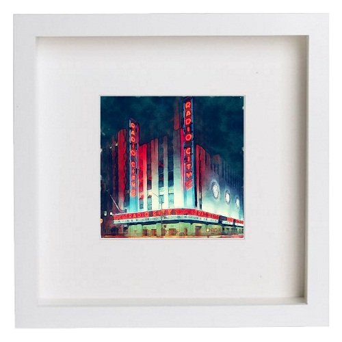 New York City Collection Radio City Music Hall 152 in White frame, premium wall art print