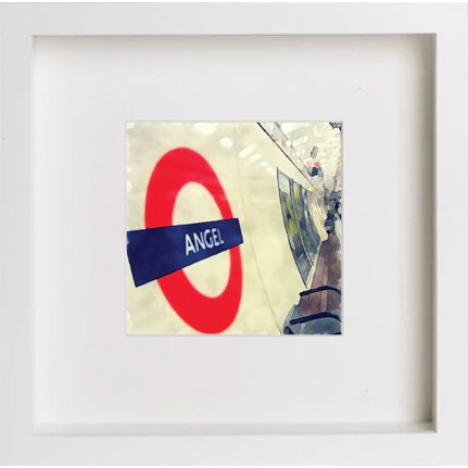 London Underground Angels 221 in White frame, premium wall art print