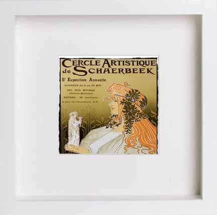 Vintage Poster Cercle Artistique De Schaerbeek in White frame, premium wall art print