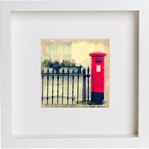 Red London Post Box 172 in White frame, premium wall art print
