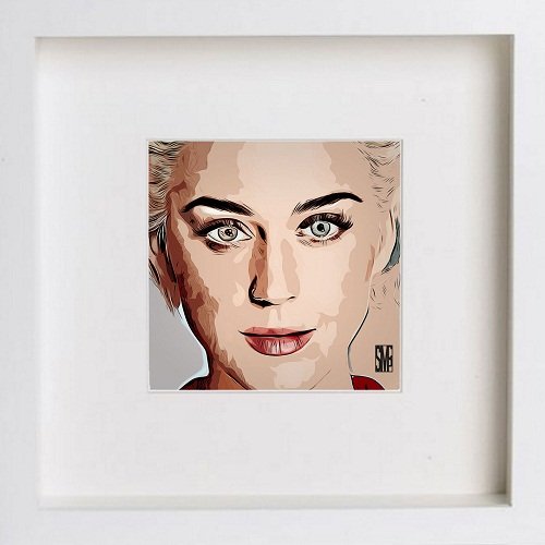 Katy Perry 92 in White frame, premium wall art print