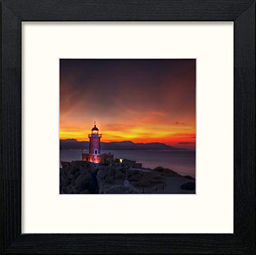 Last Lighthouse in Black Wood frame, premium wall art print