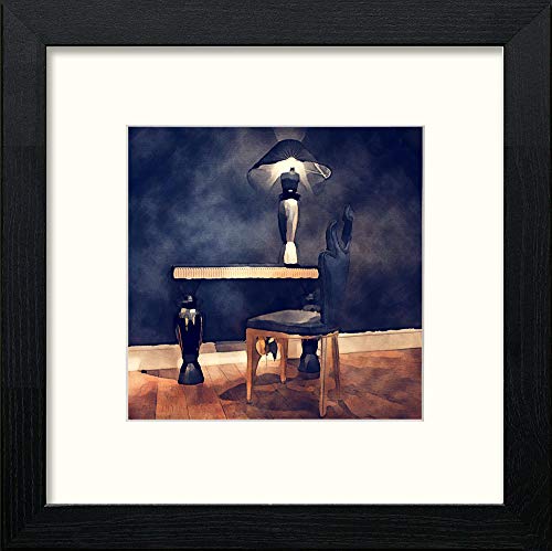 Table And Chair in Black Wood frame, premium wall art print