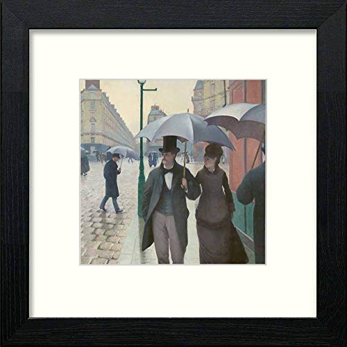 Vintage Paris In The Rain in Black Wood frame, premium wall art print