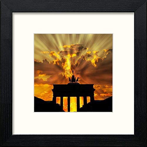 Brandenburg Gate in Black Wood frame, premium wall art print