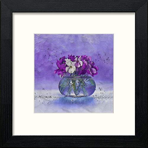 Pansies In Water in Black Wood frame, premium wall art print