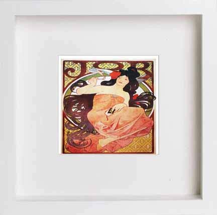 Vintage Poster Alphonse Mucha Job 1898 in White frame, premium wall art print