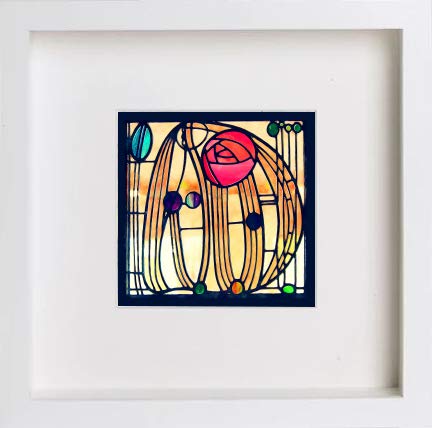 Charles Rennie Macintosh Montrose Rose 0246 in White frame, premium wall art print