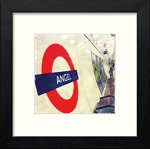 London Underground Angels in Black Wood frame, premium wall art print