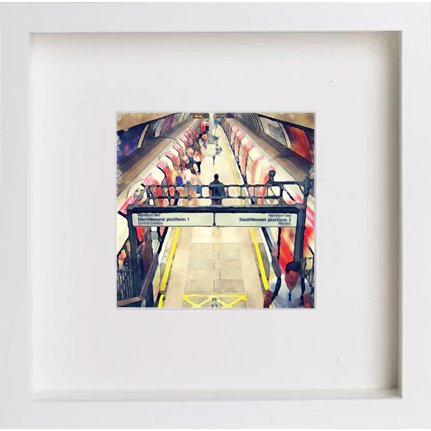 London Underground Clapham North 223 in White frame, premium wall art print