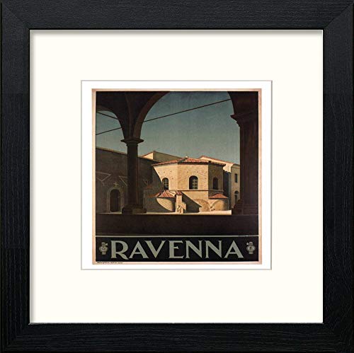 Vintage Poster Ravenna in Black Wood frame, premium wall art print