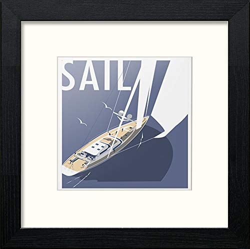 Vintage Sail Poster in Black Wood frame, premium wall art print