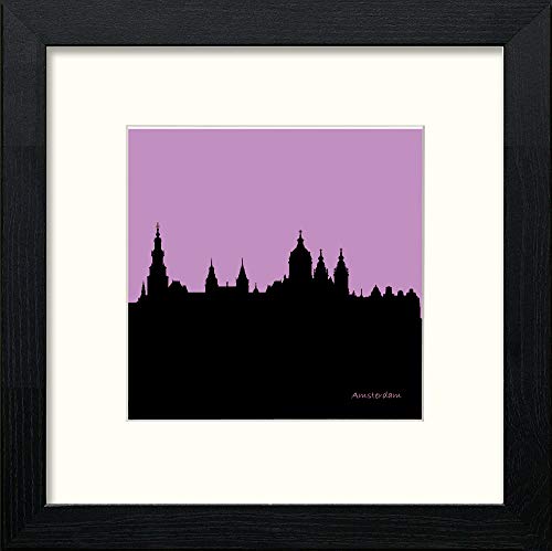 Amsterdam Silhouette in Black Wood frame, premium wall art print