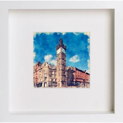 Glasgow Cross 0214 in White frame, premium wall art print